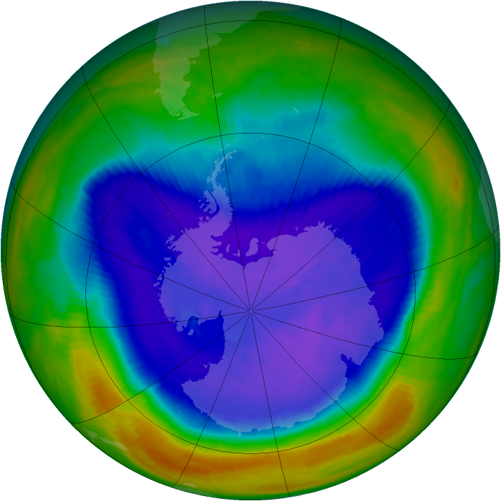 Antarctic ozone map for 18 September 2003